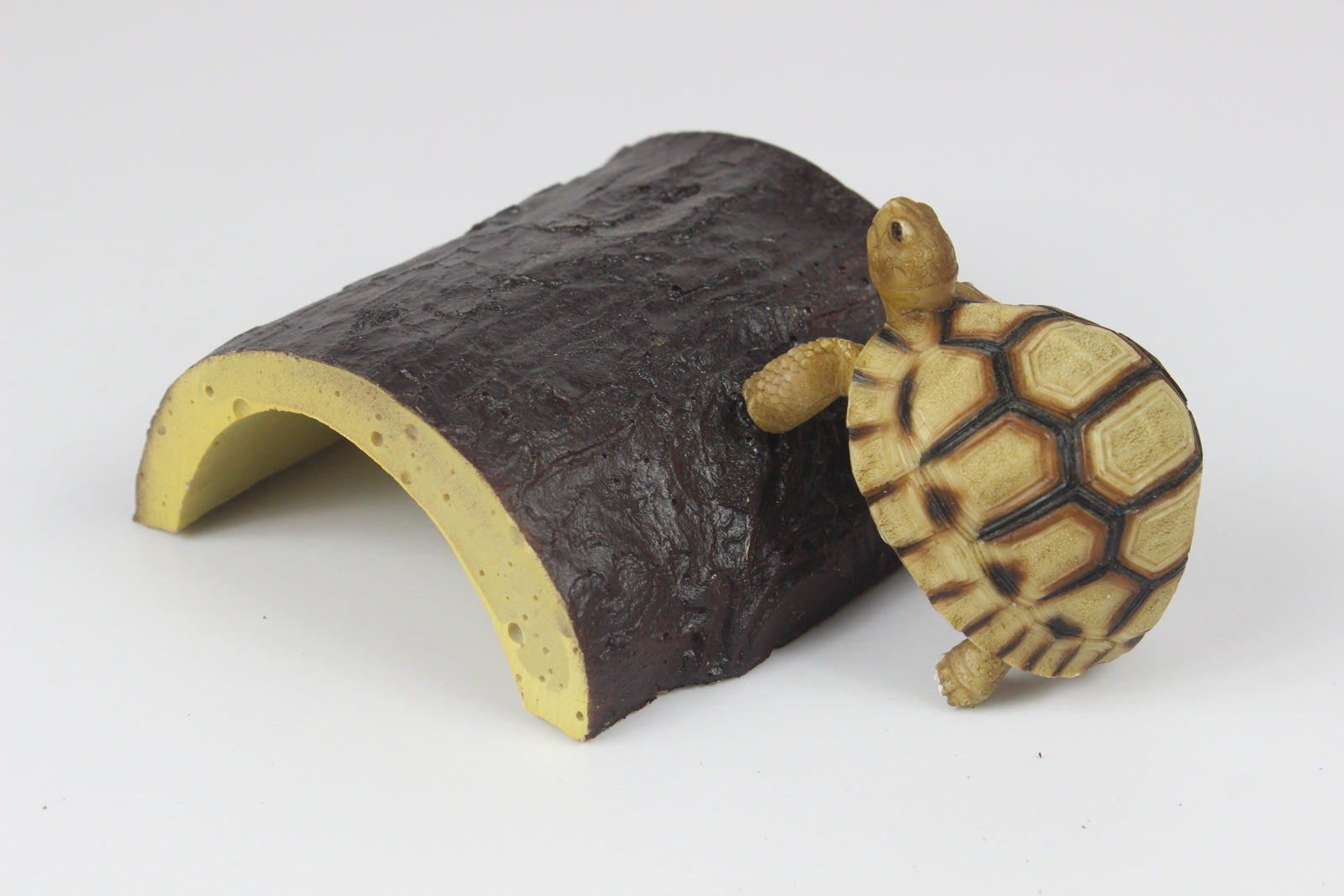 Short Dark Brown Log Hide | Reptile Resin Cave Log