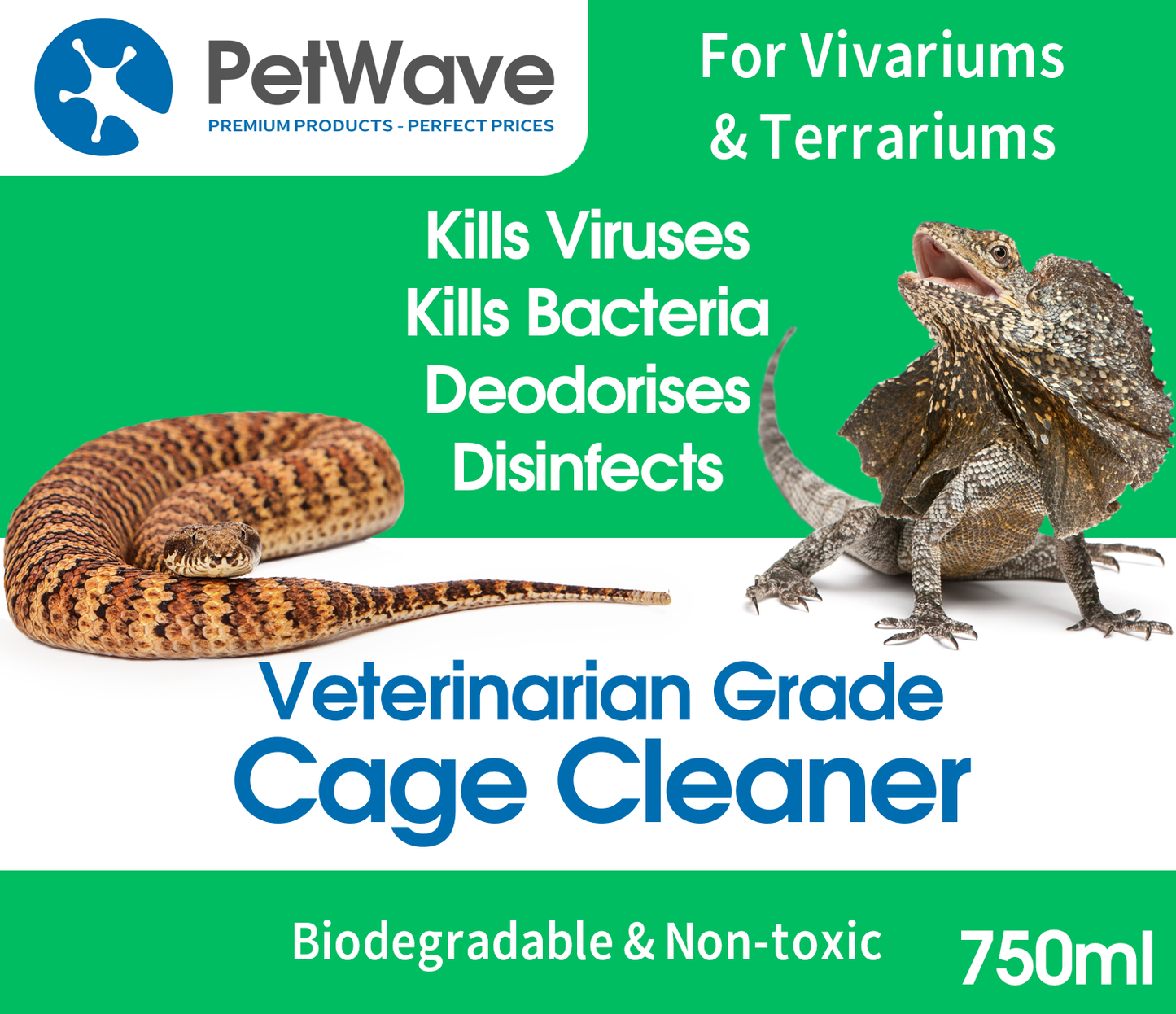 Veterinarian Grade Cage Cleaner Spray | Strong Sanitiser & Disinfectant For Vivariums & Terrariums | Kills Viruses | Kills Bacteria | Deodorises