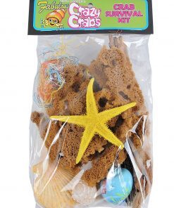 Crazy Crab Tank Decoration Survival Kit | Assorted Sponge, Driftwood, Cuttlefish, Sea Shells and Star Fish