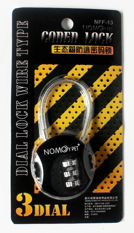 Anti-Theft Lock | Dial Lock Wire Type Lock | 3 Dial Code | No Key Needed | Reptile Terrarium Cage Lock | NFF-13
