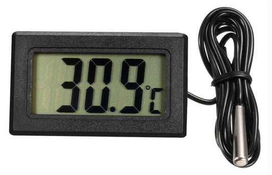 Digital Thermometer with Probe | 1m Probe | Reptile Vivarium | 4.8cm*2.9cm*1.5cm | NFF-30B